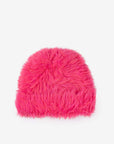 Faux Fur Knit Beanie - Fuschia