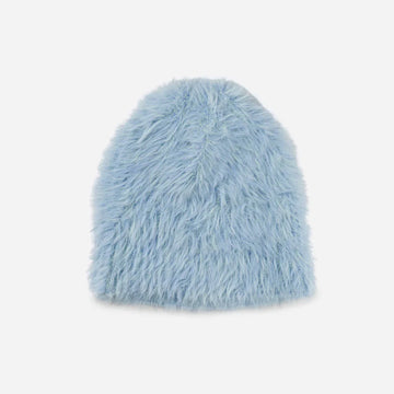 Faux Fur Knit Beanie - Periwinkle