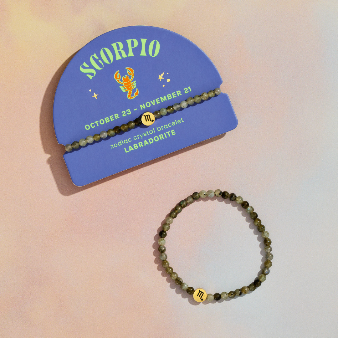 Scorpio Mini Zodiac Crystal Bracelet- 4mm Crystal Beads
