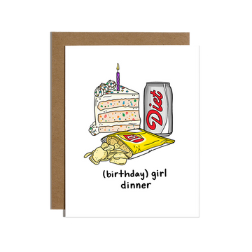 Girl Dinner Birthday Card