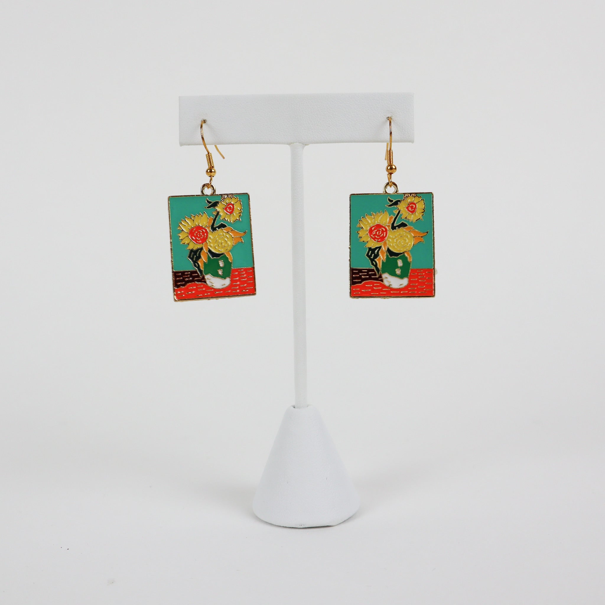 Enamel Charm Hook -- art sunflowers van gogh