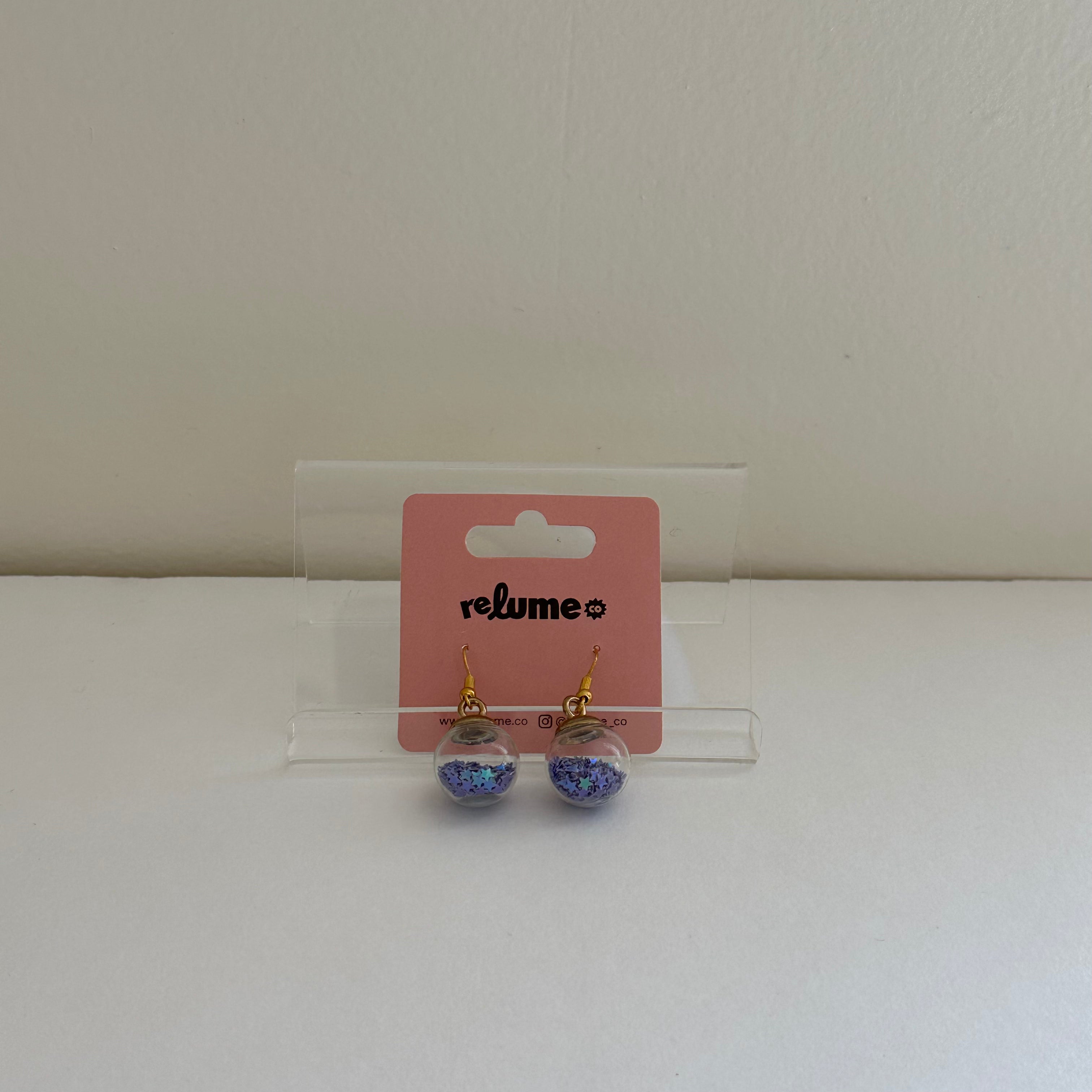 Dollhouse Mini Hook -- glass ball with shimmery glitter inside
