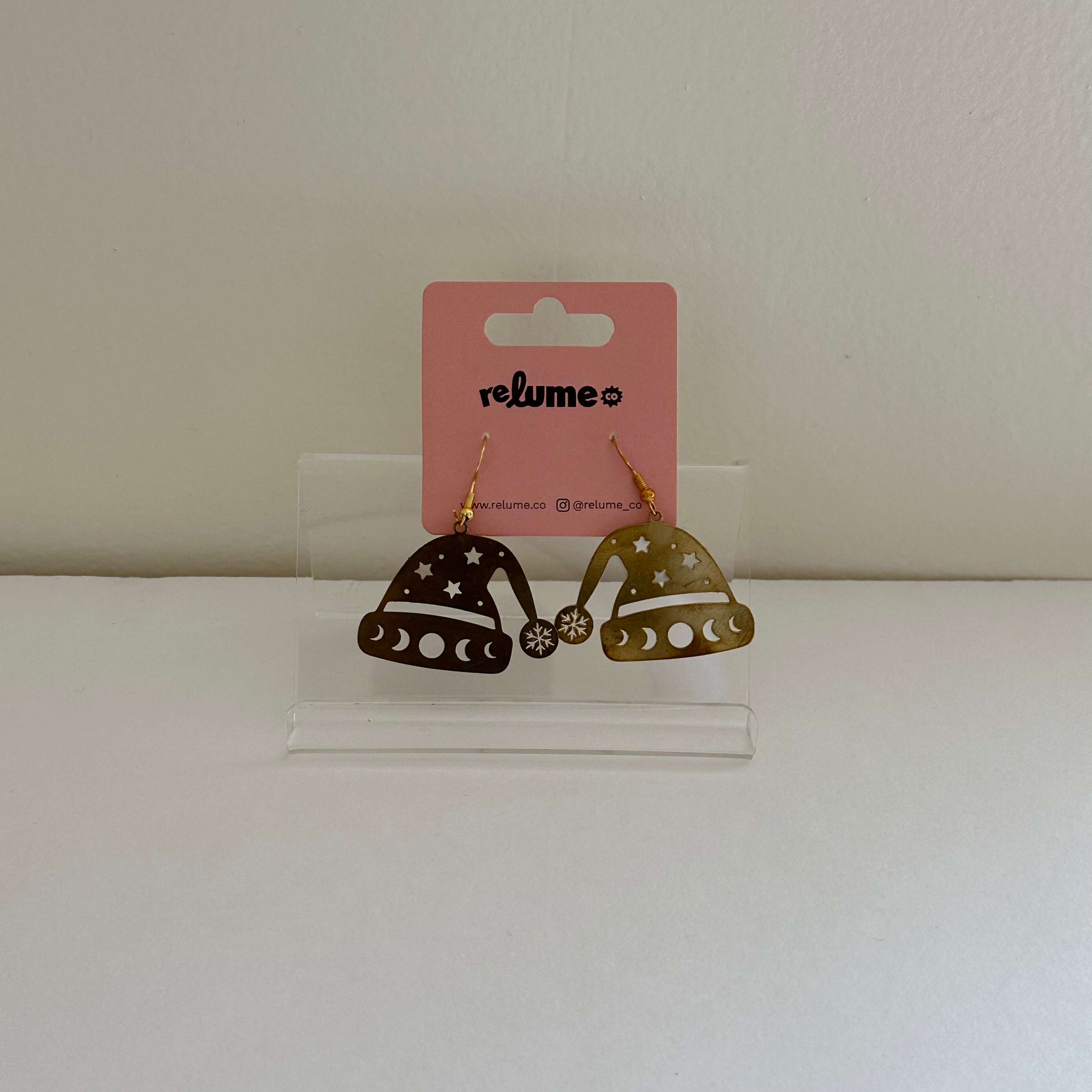 Seasonal Christmas -- lasercut gold santa hats