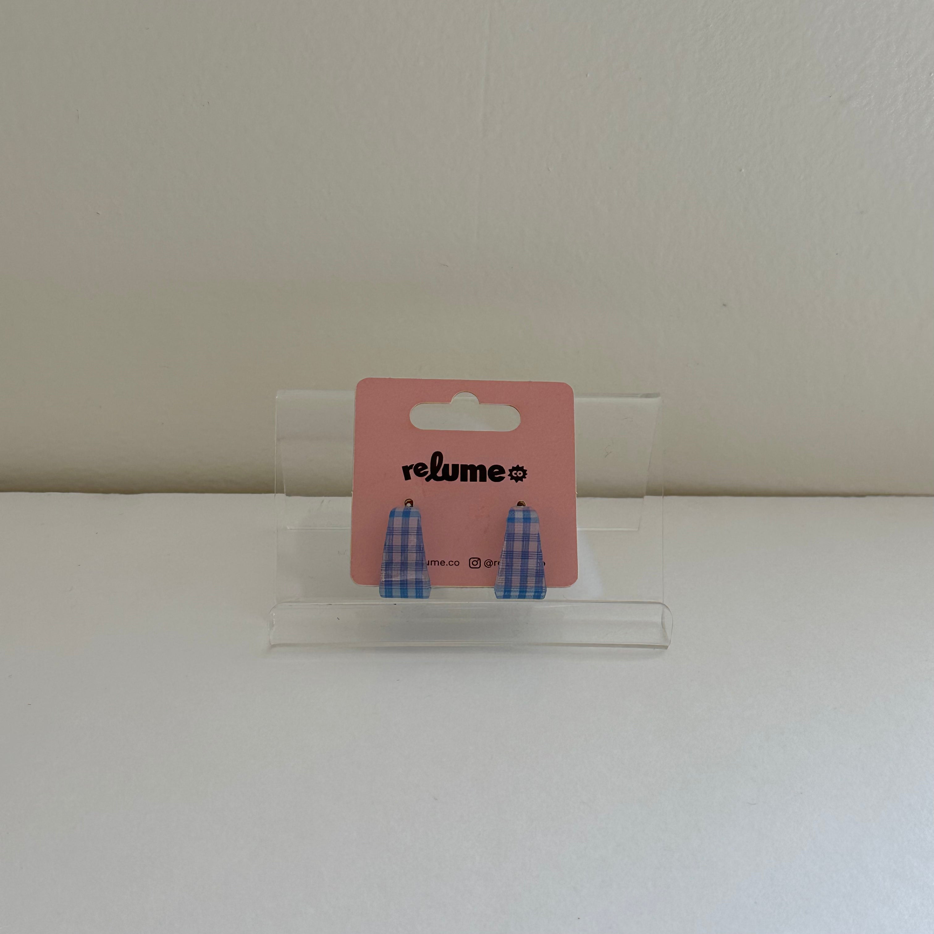 Resin Hoops - Blue plaid