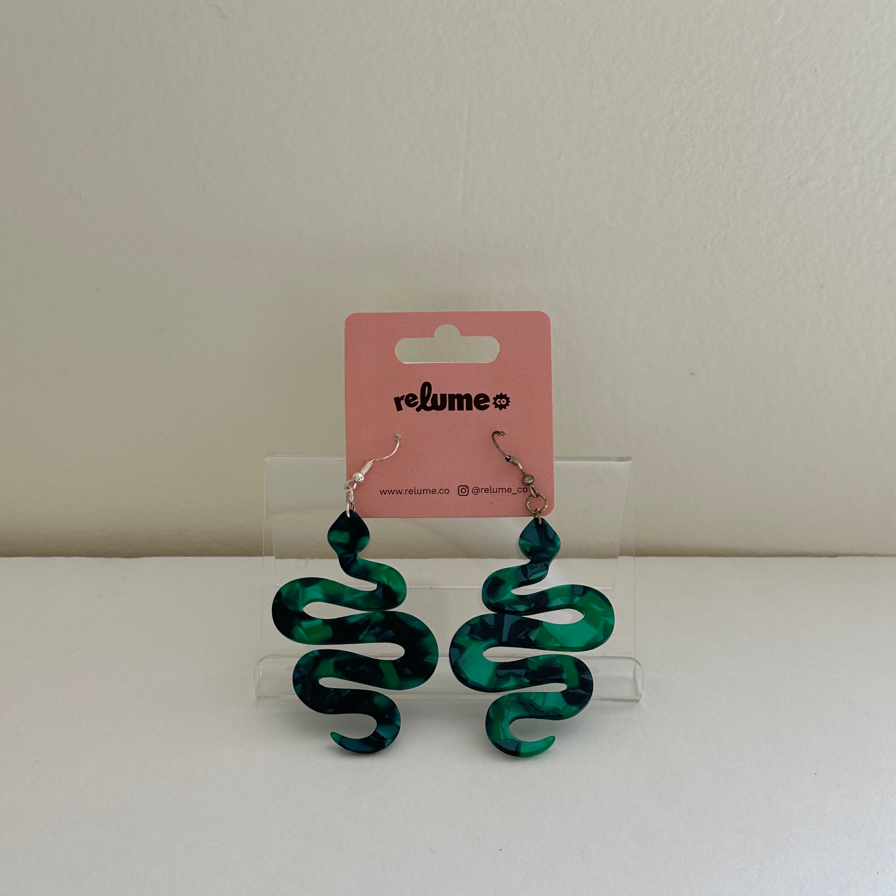 Dollhouse Mini Hook -- large resin patterned snake green and blue