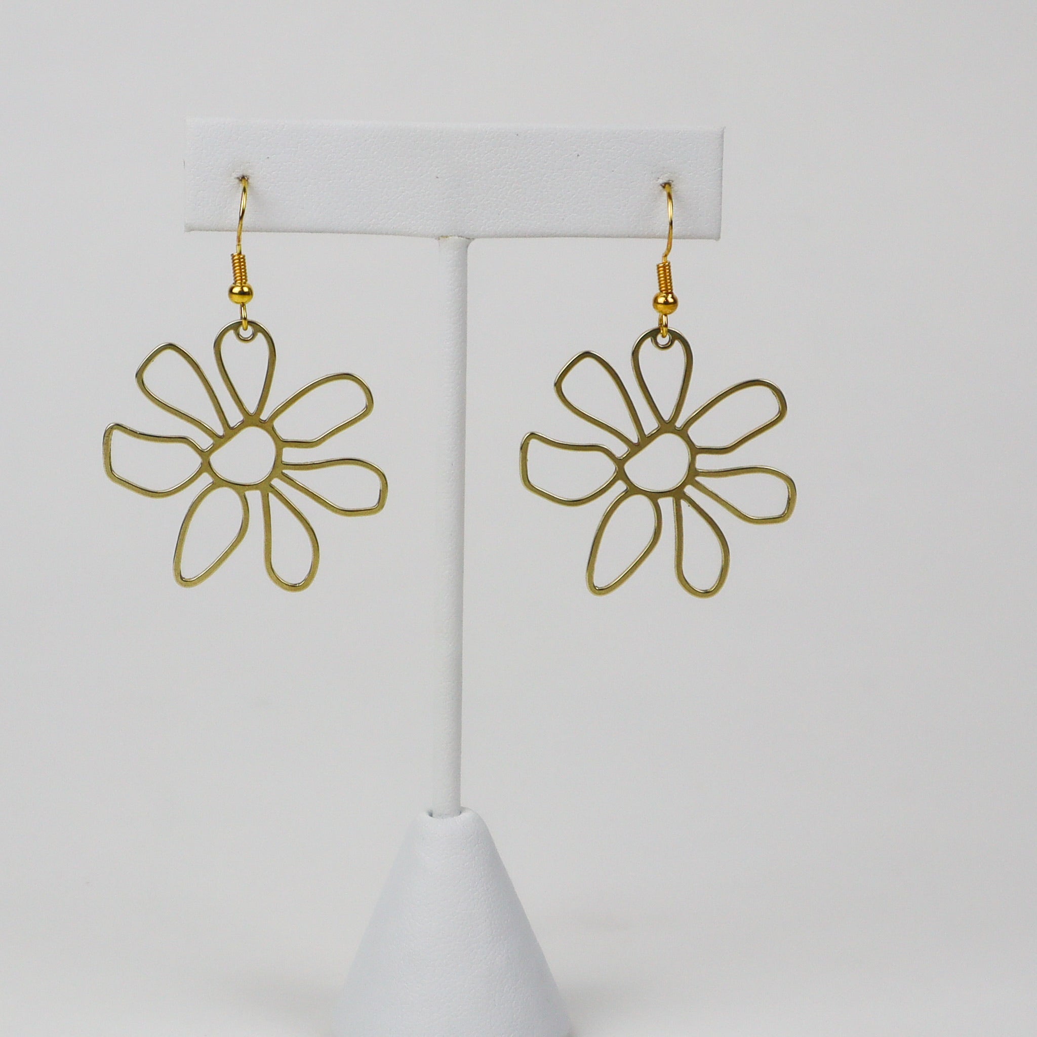 Gold Charm Hook - lasercut brass flower outline