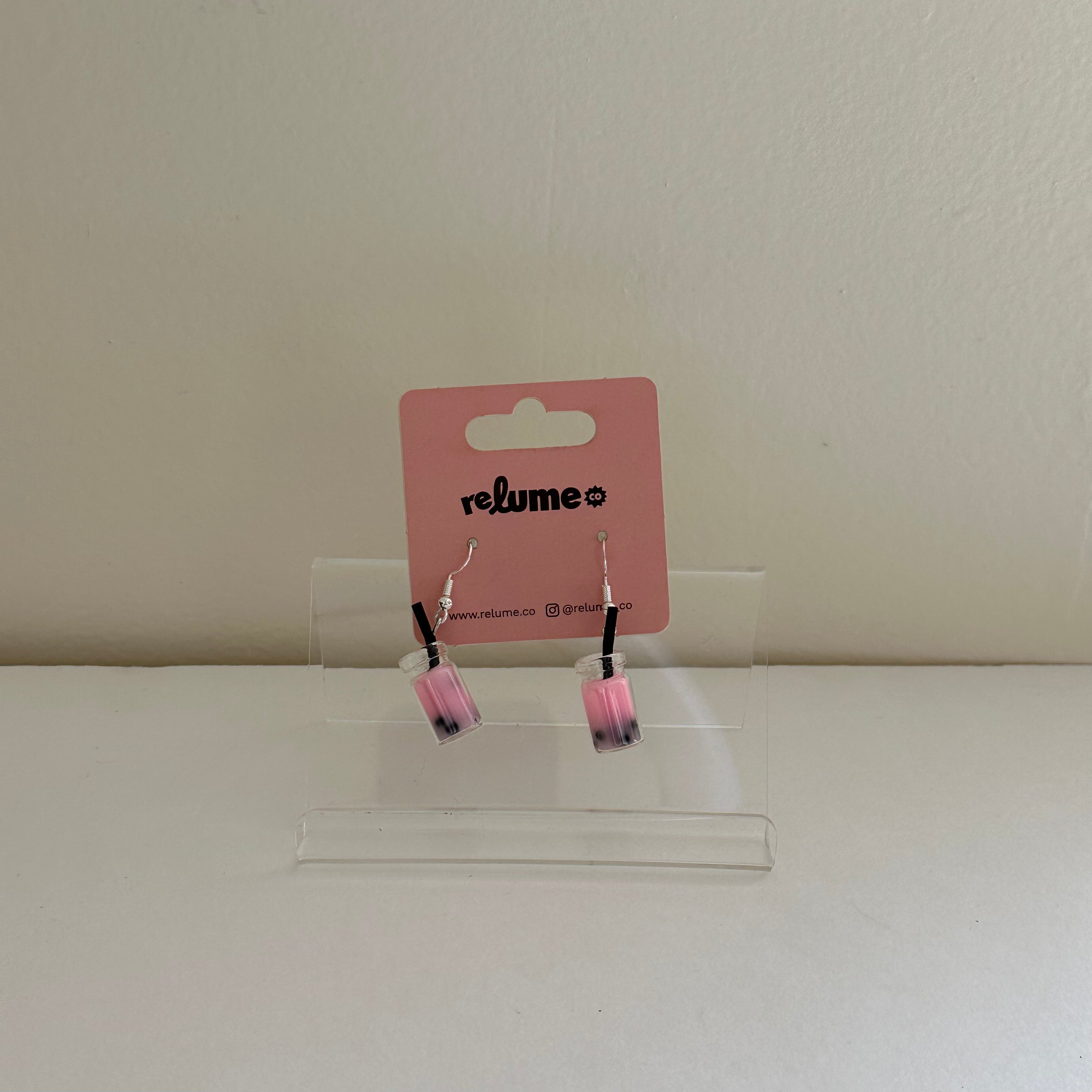 Pink Boba Earrings