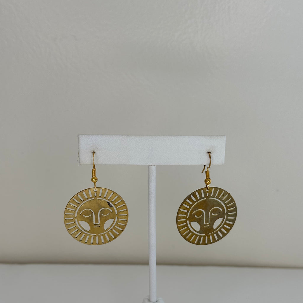 Gold Charm Hook -- suns with face