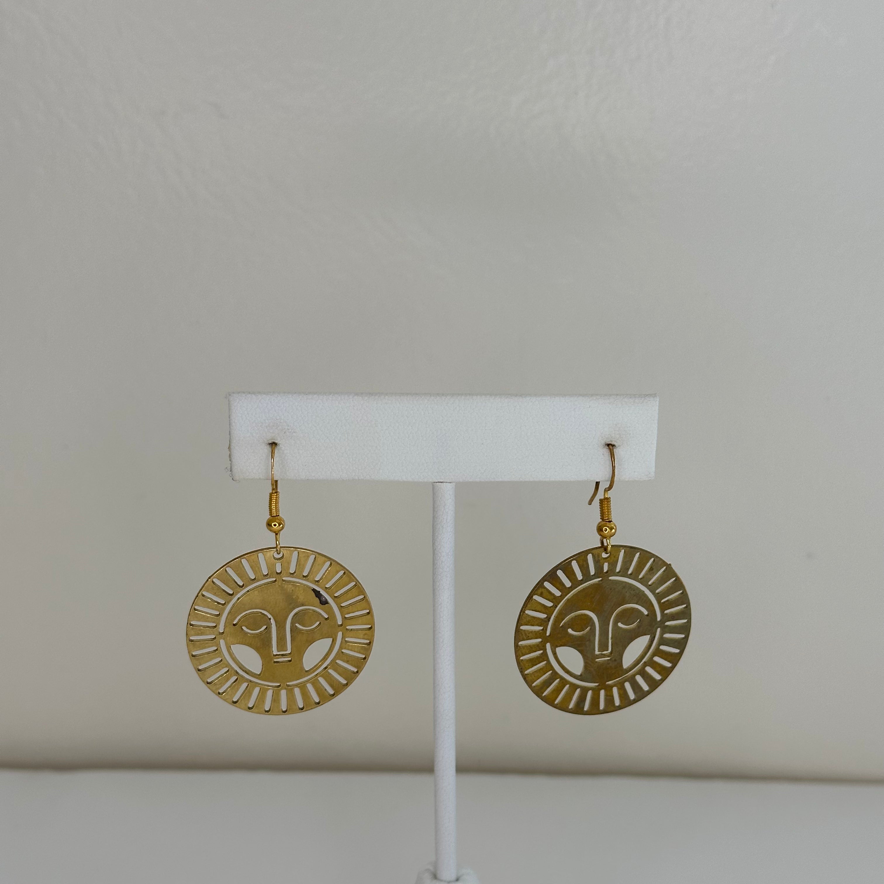 Gold Charm Hook -- suns with face