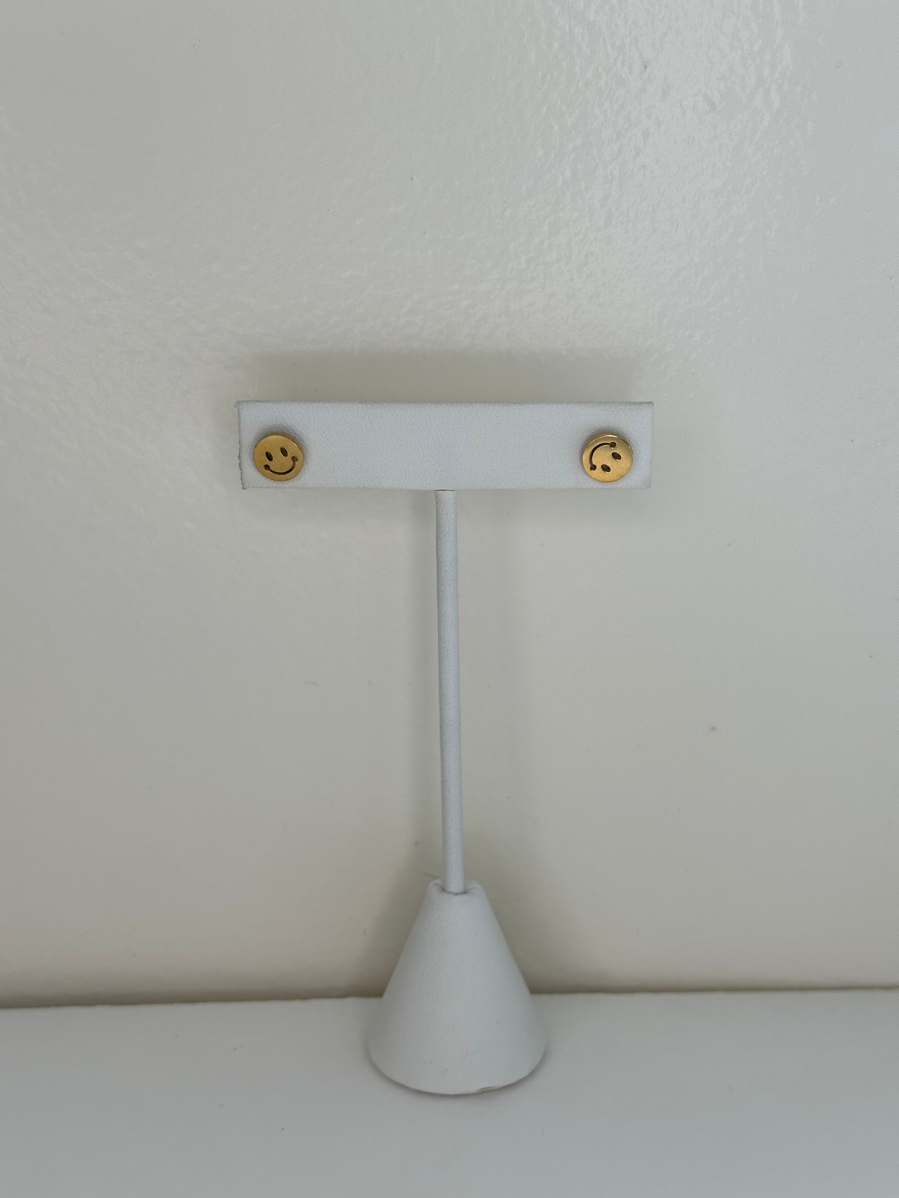 Gold Charm Stud - Smiley face