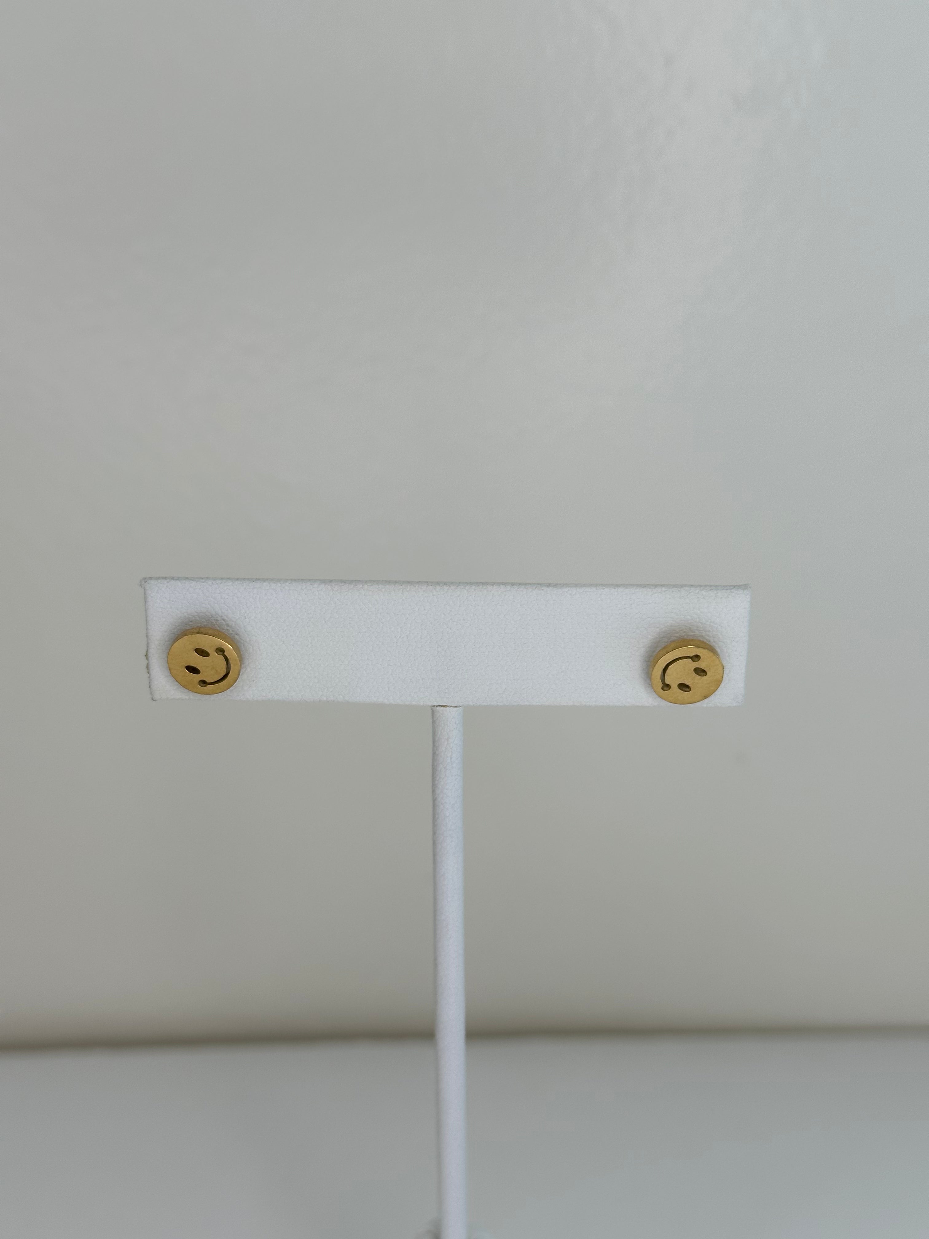 Gold Charm Stud - Smiley face