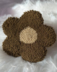 Punch Needle Mug Rug - Brown Flower