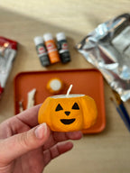 Craftoween: Clay Pumpkin and Ghost Candle Holders