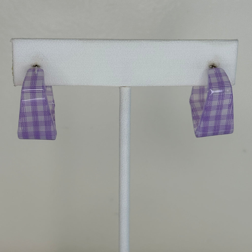 Resin Hoops - Purple plaid