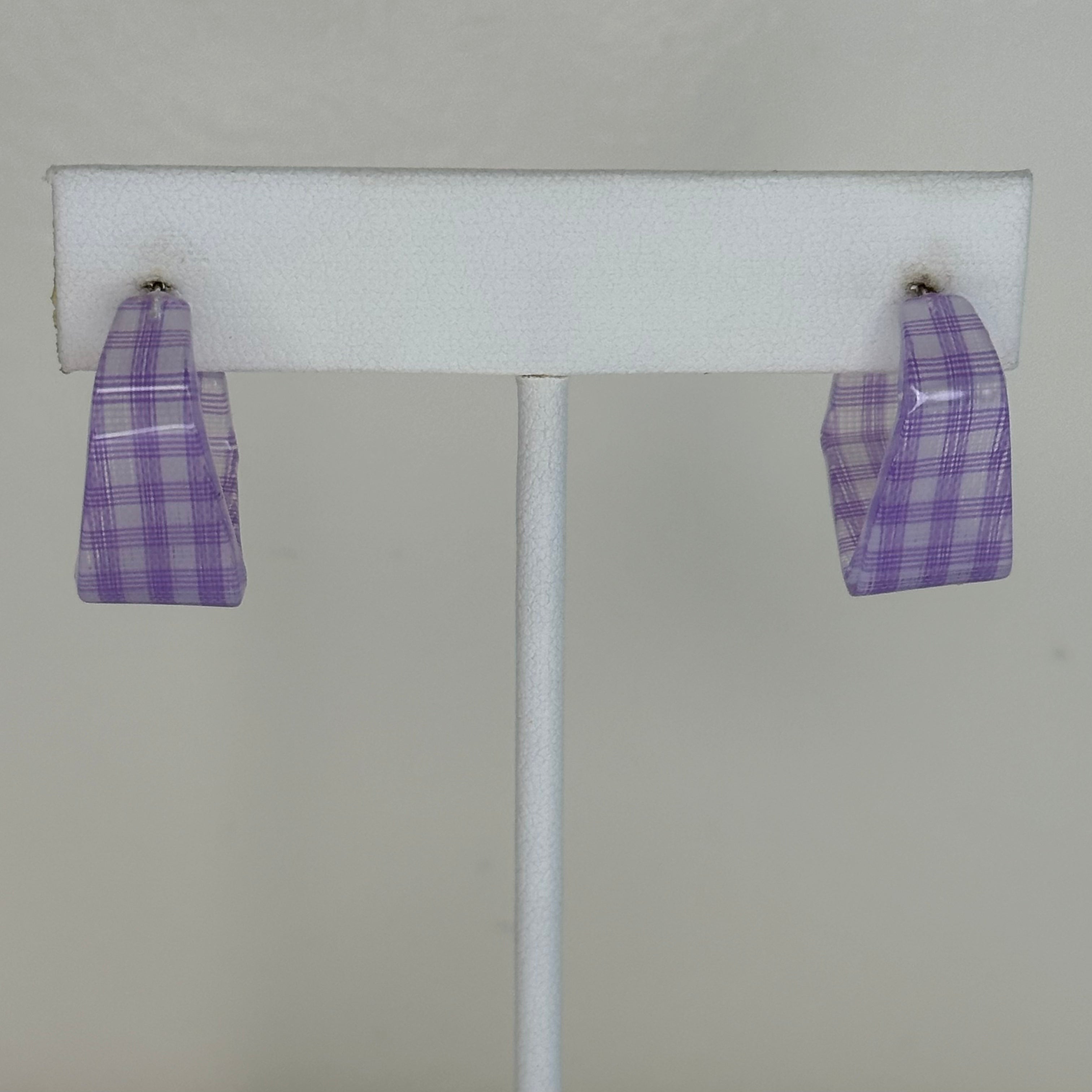 Resin Hoops - Purple plaid