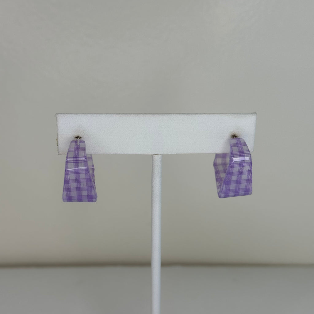 Resin Hoops - Purple plaid