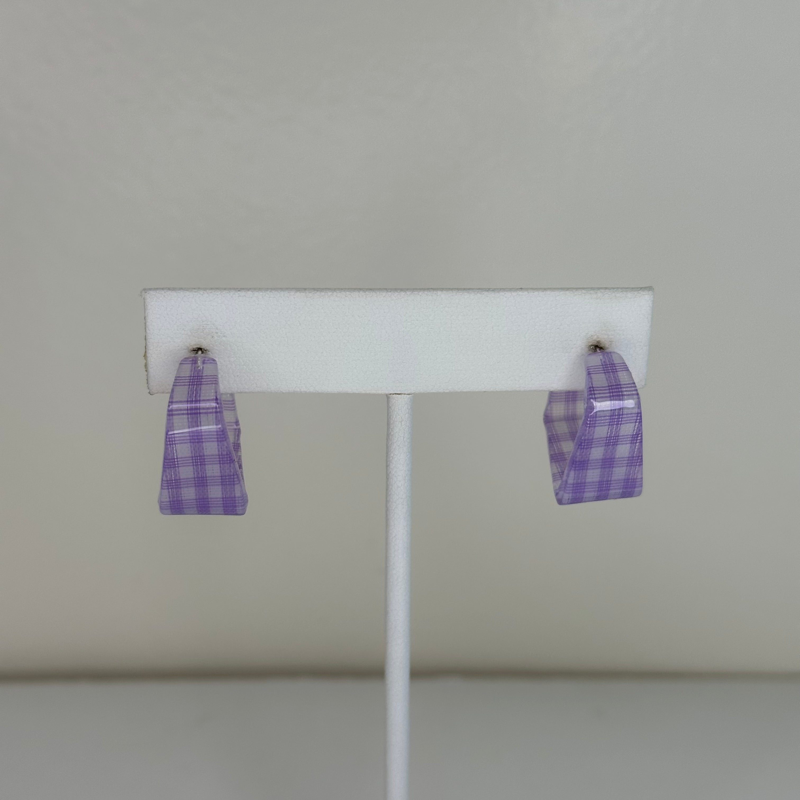 Resin Hoops - Purple plaid