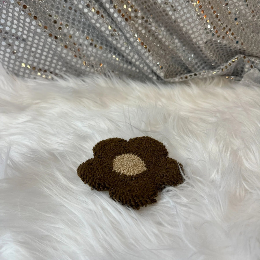 Punch Needle Mug Rug - Brown Flower