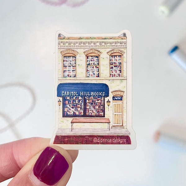 Hand-Illustrated Capitol Hill Books Sticker