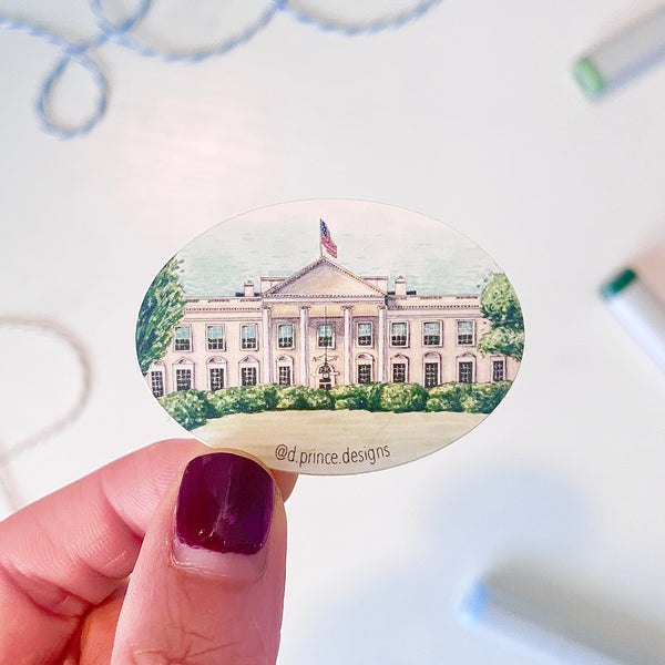 Hand-Illustrated White House Sticker