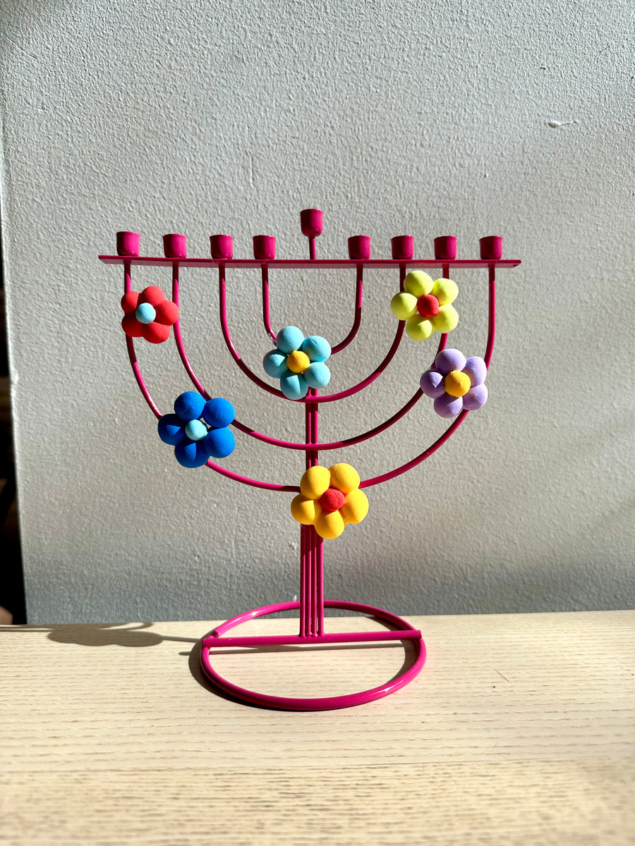 Clay Flower Menorah