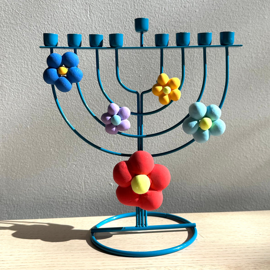 Clay Flower Menorah