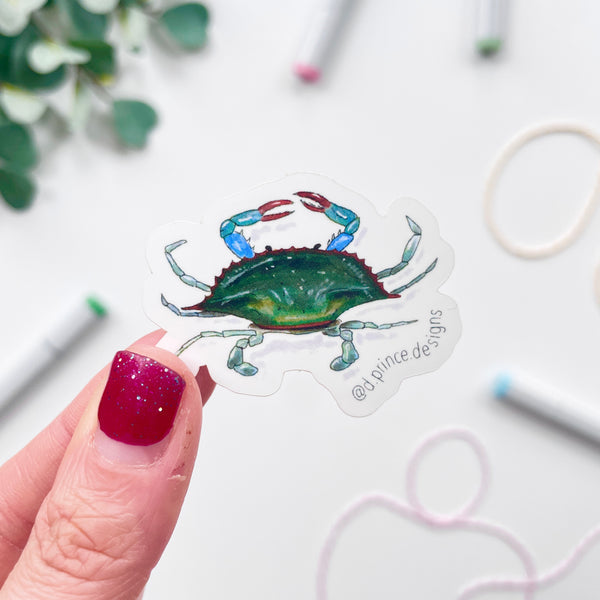 Hand-Illustrated Blue Crab Sticker