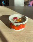 Vintage Tomato Soup Bowl, Amber Chai Scent Organic Soy Candle