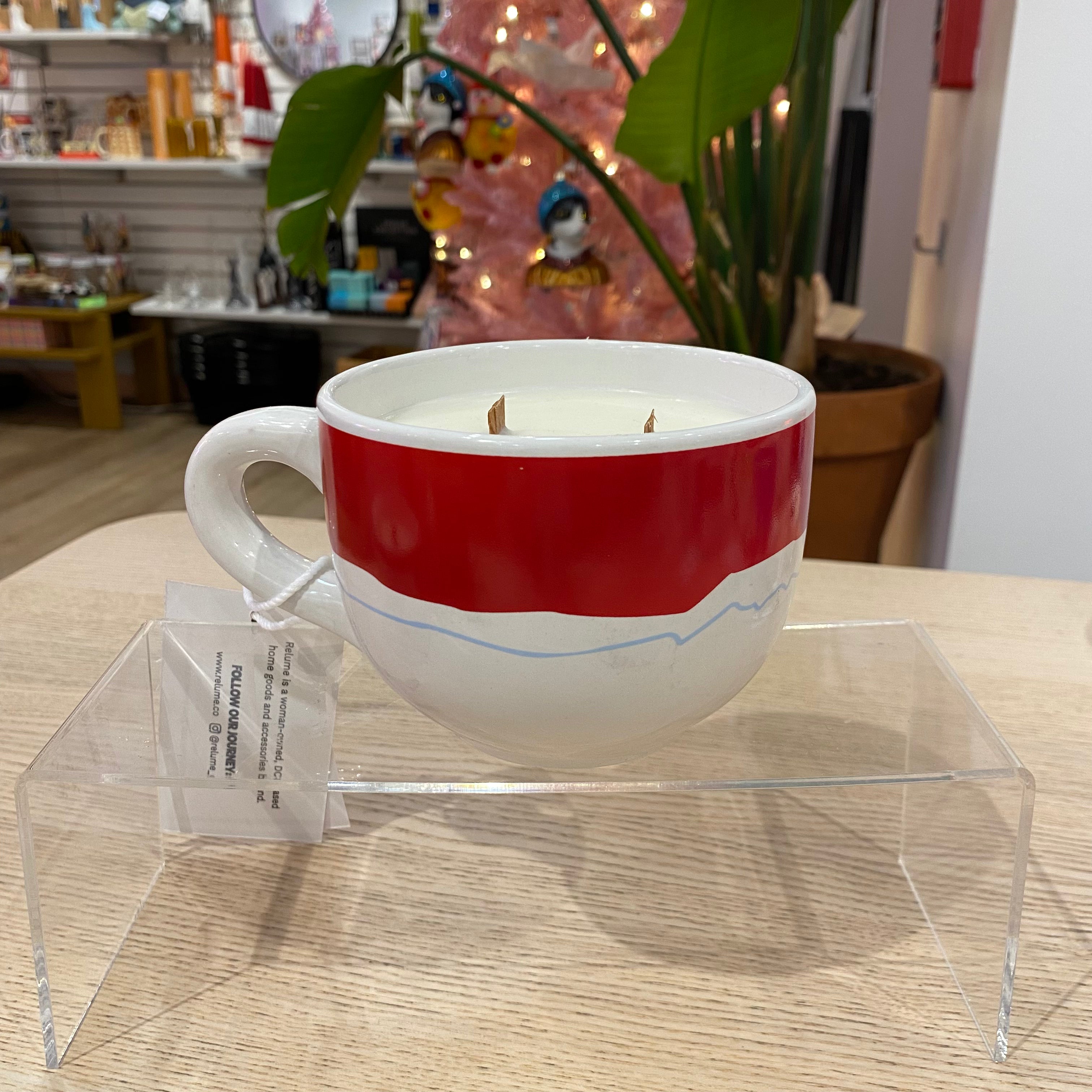 Novelty Holiday Glassware - Fir Tree + Pomegranate Scented Organic Soy Candle