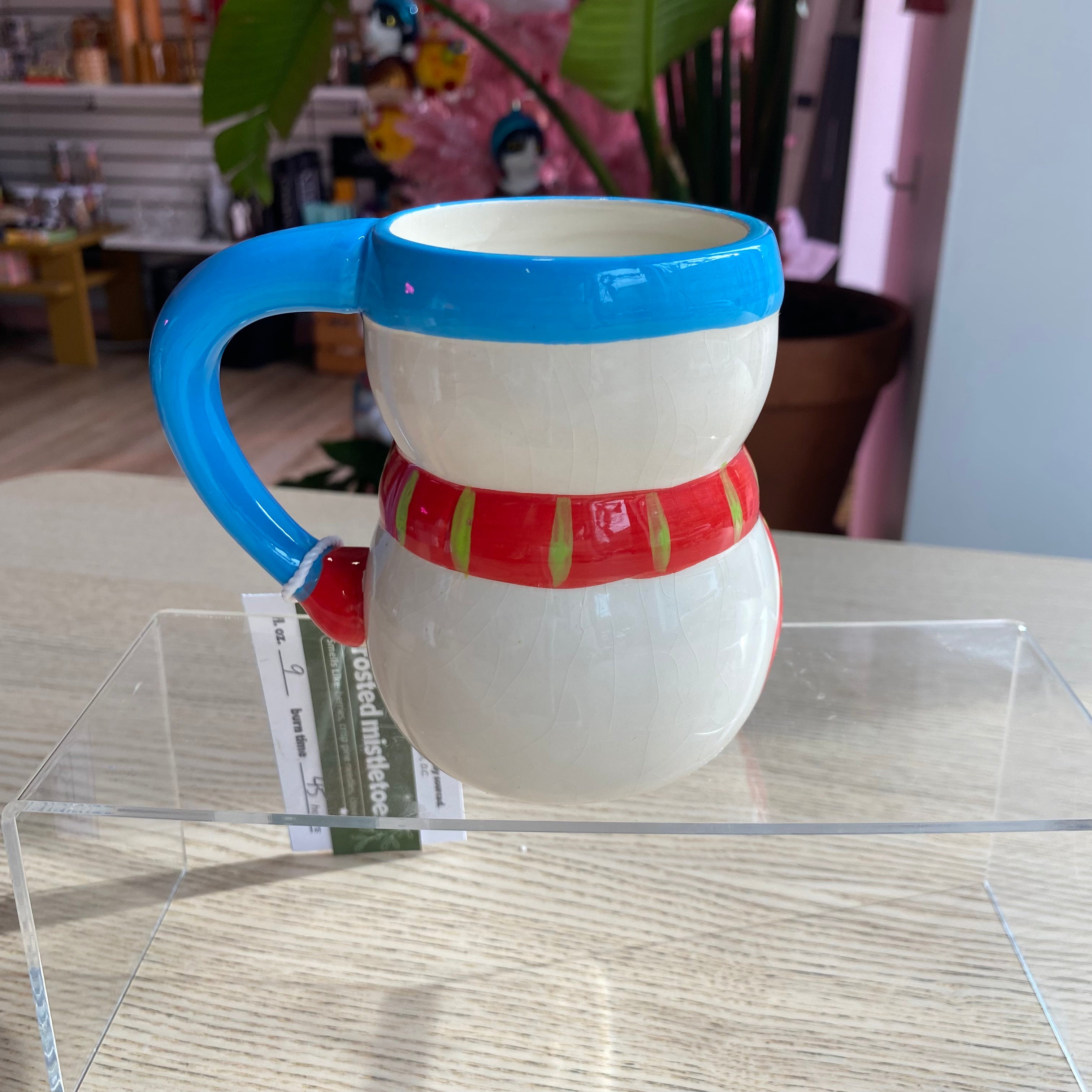 Novelty Holiday Glassware - Frosted Mistletoe Scented Soy Organic Candle