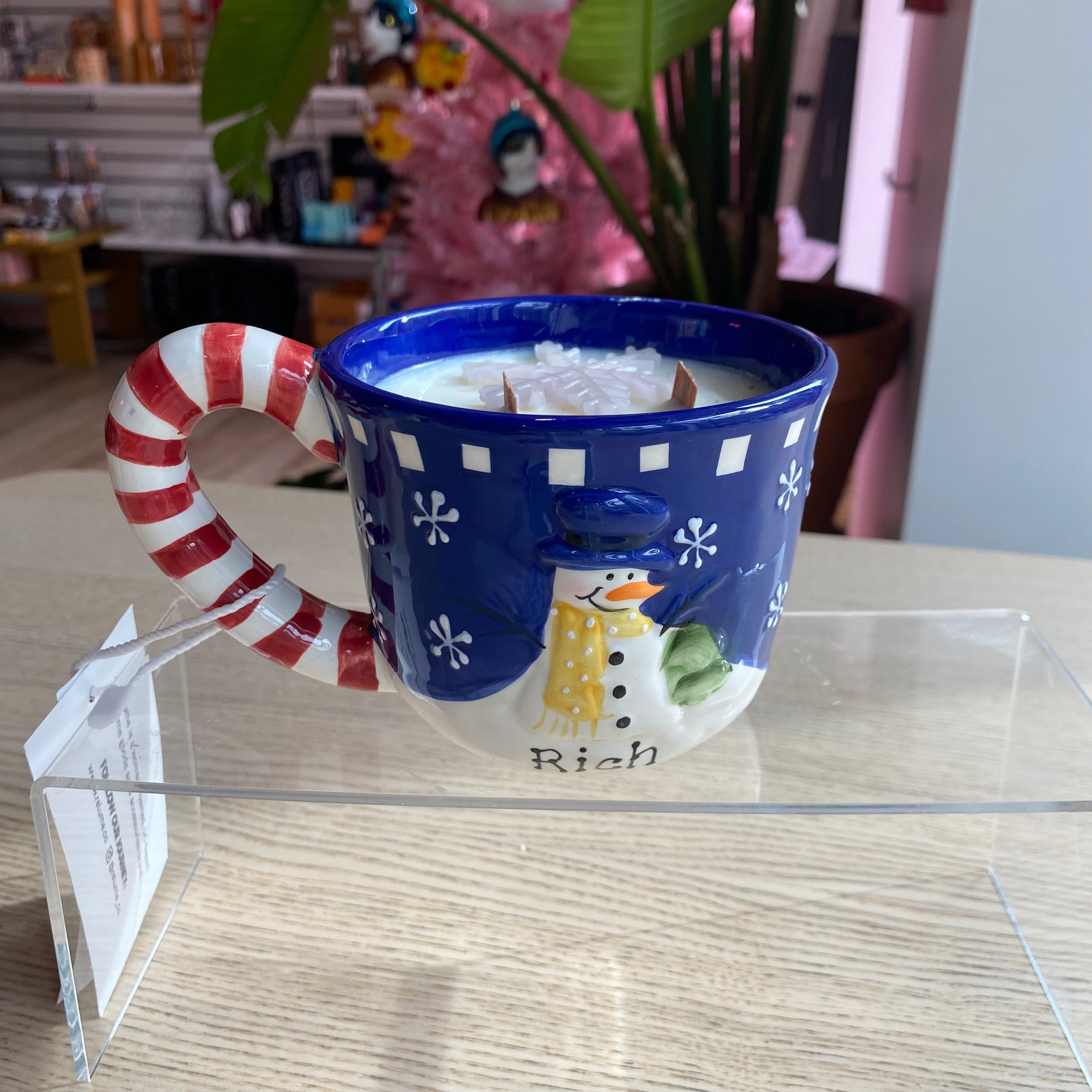 Novelty Holiday Glassware - Fir Tree + Pomegranate Scented Organic Soy Candle