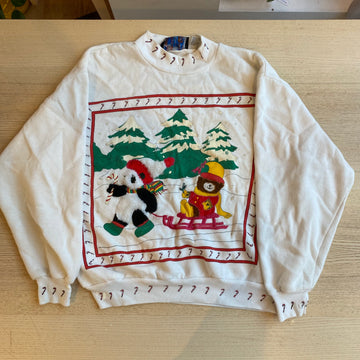 Vintage Bears Sweater - Cream White, Size L