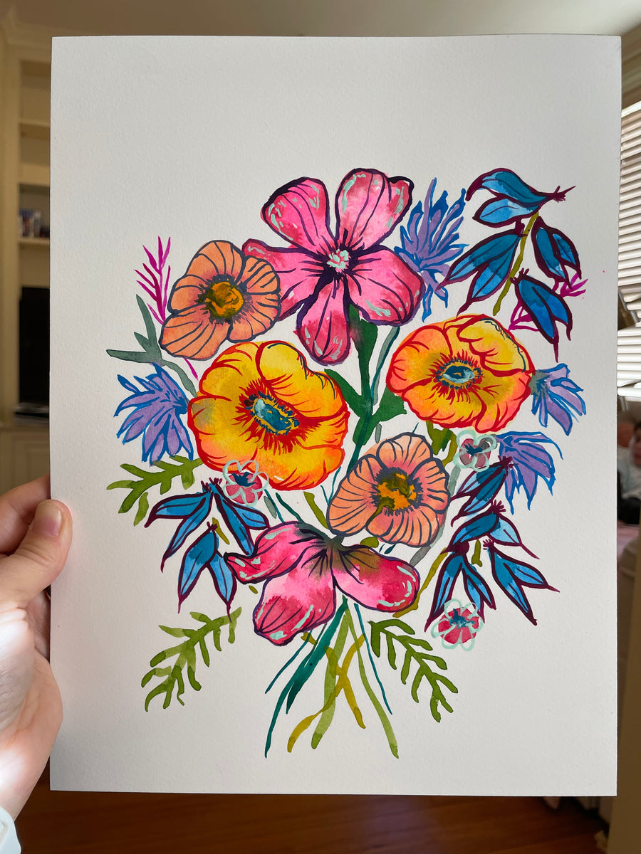 I can buy myself flowers - Galentine's Day Watercolor Painting!