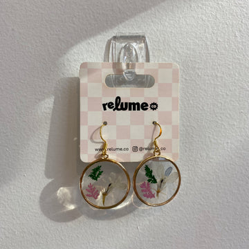 Multi Circle Pressed Flower Earrings