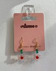 Short Pink Beaded Flower Earrings