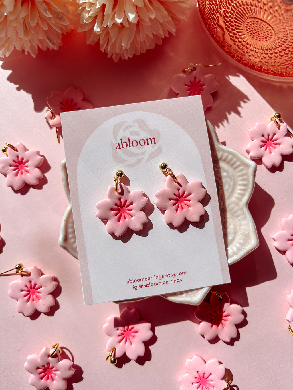 Cherry Blossom Polymer Clay Earrings