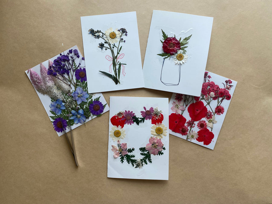 Pressed Flower Valentine's Cards