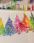 Rainbow Watercolor Trees