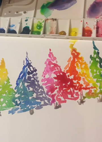 Rainbow Watercolor Trees