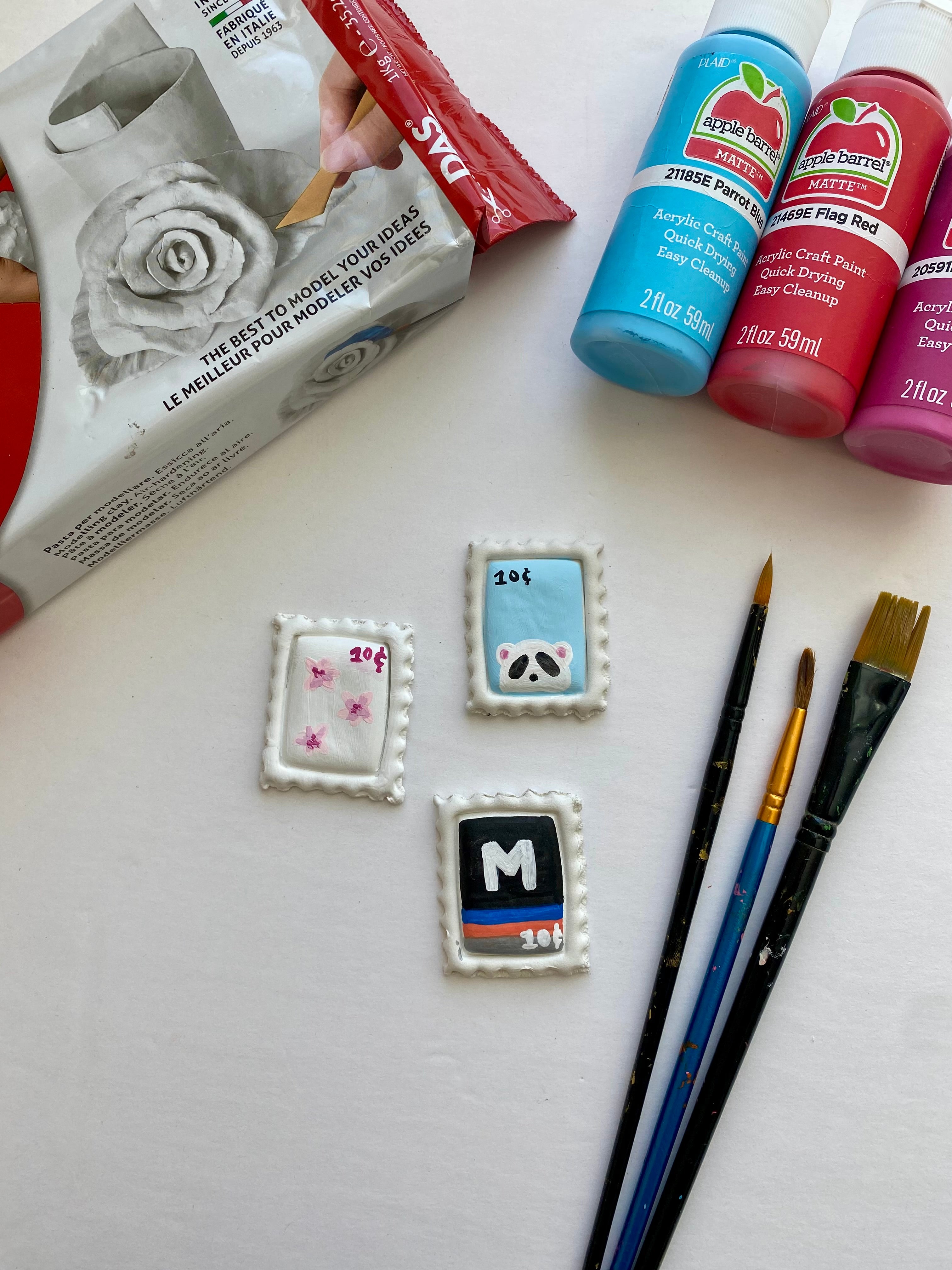 Clay Postage Stamp Magnets