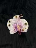 Purple and White Orchid with Gold Piercings