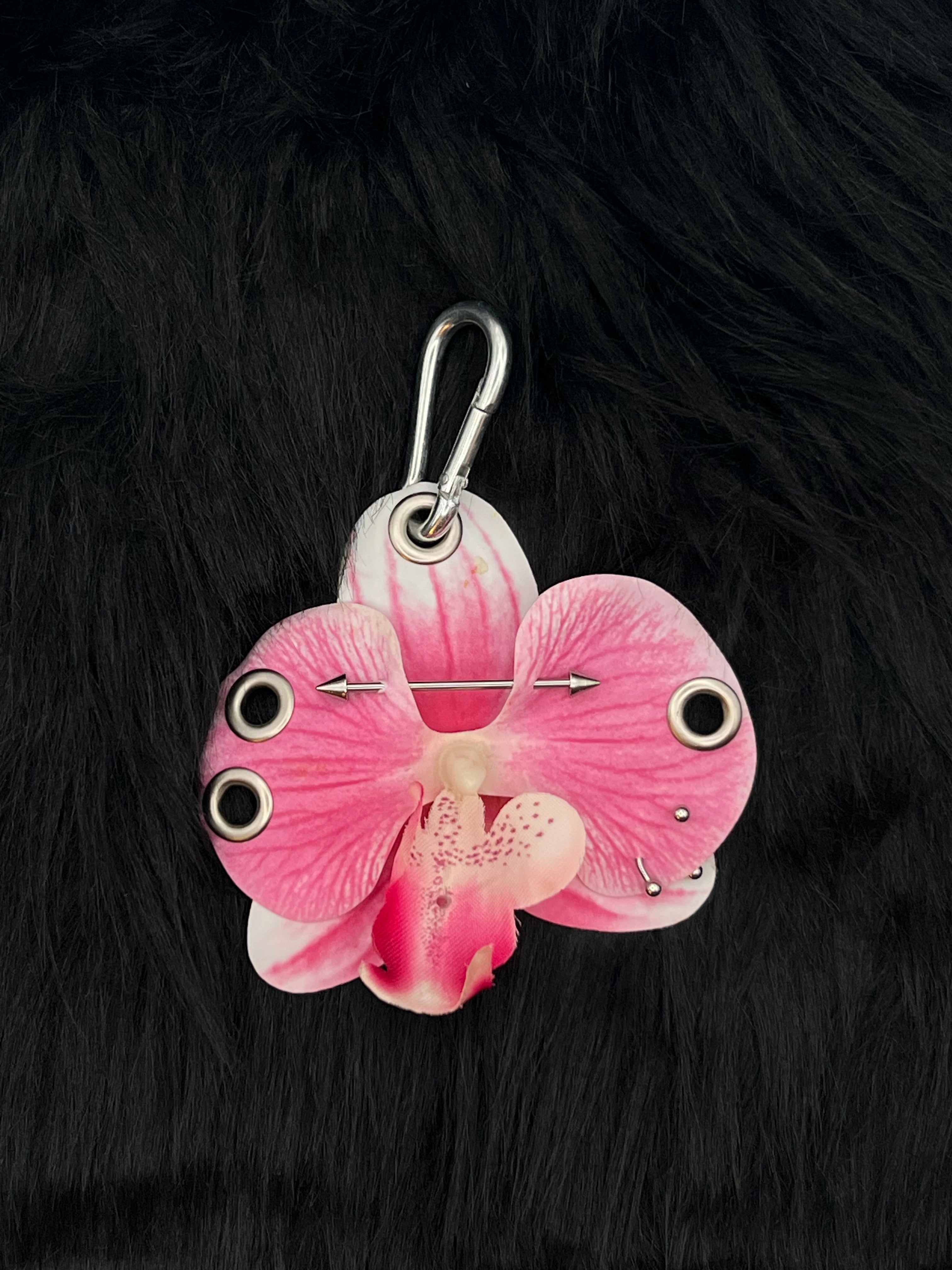 Pink Orchid with Silver Piercings