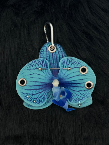 Blue Orchid with Silver Piercings