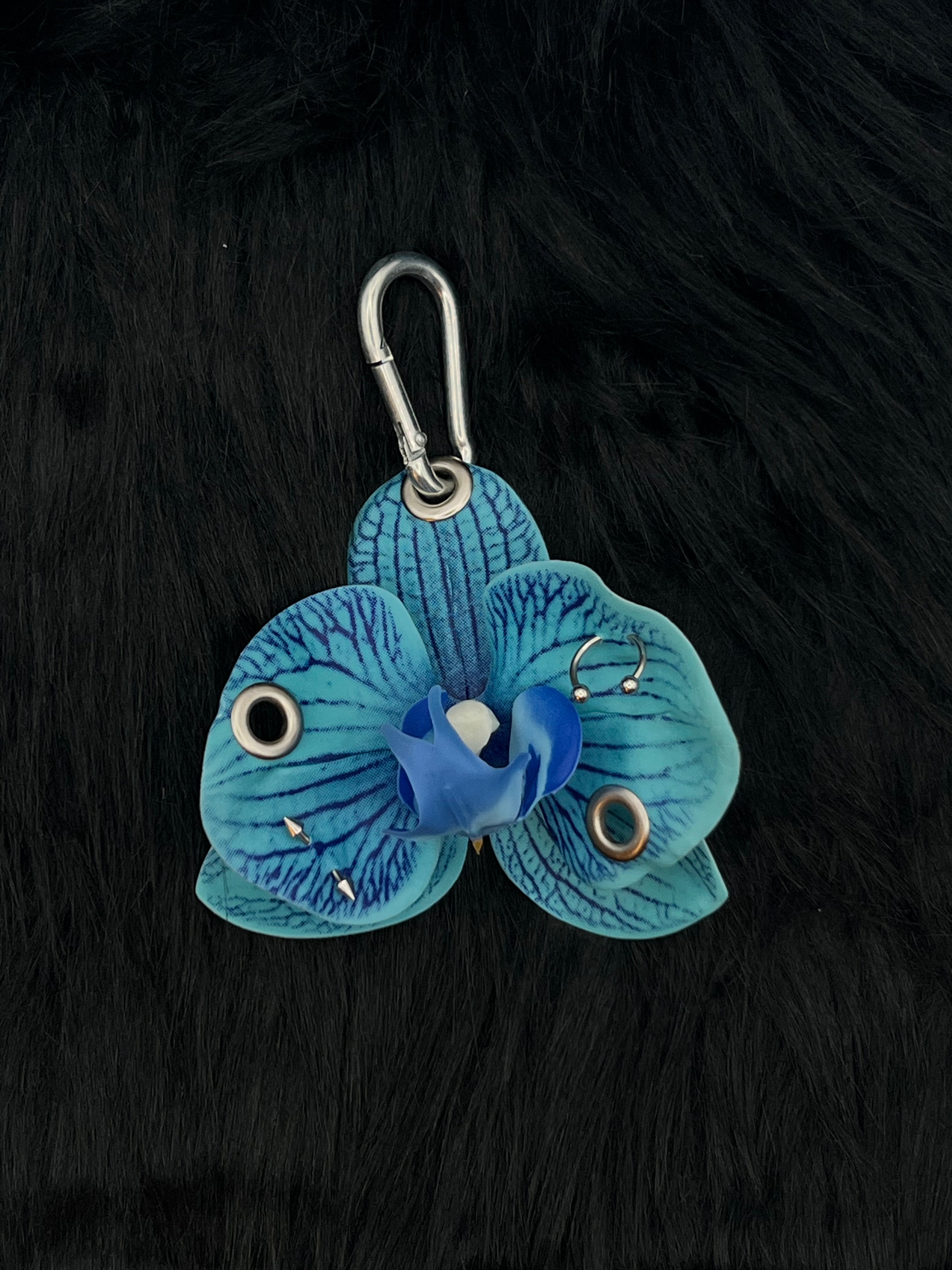 Blue Orchid with Silver Piercings