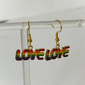 LOVE Bubble Letters Pride Earrings