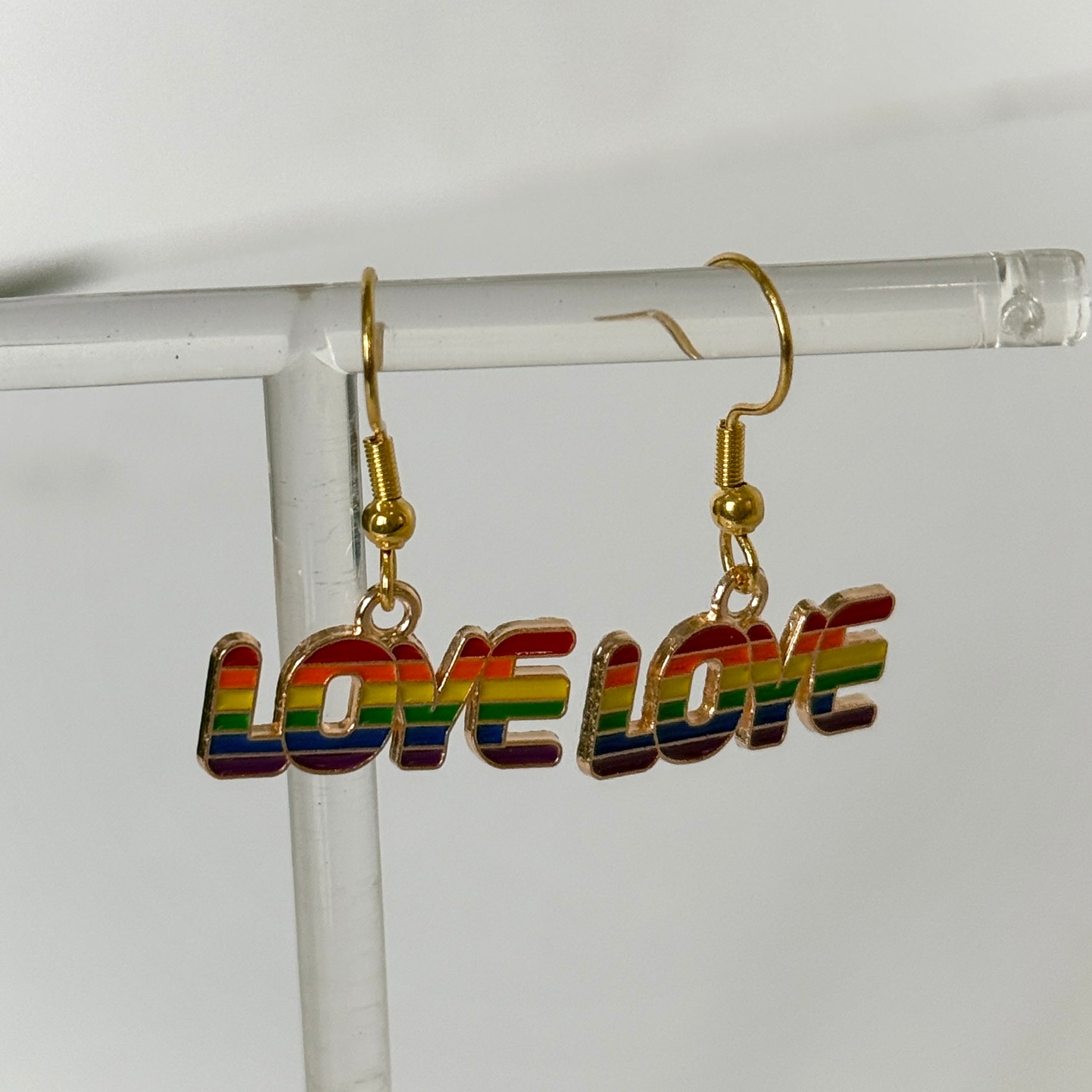 LOVE Bubble Letters Pride Earrings