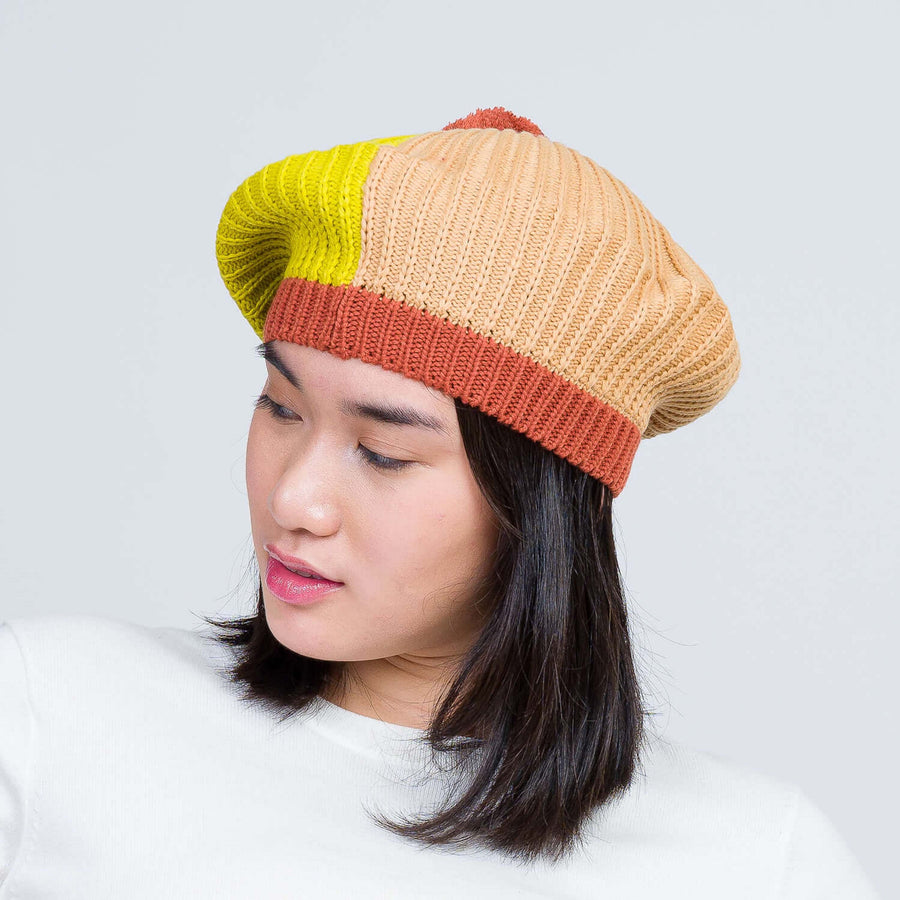 Polder Knit Pom Beret - Golden Olive