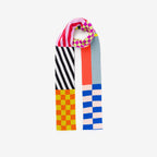 Pattern Patch Skinny Knit Scarf - Rainbow