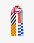 Pattern Patch Skinny Knit Scarf - Rainbow