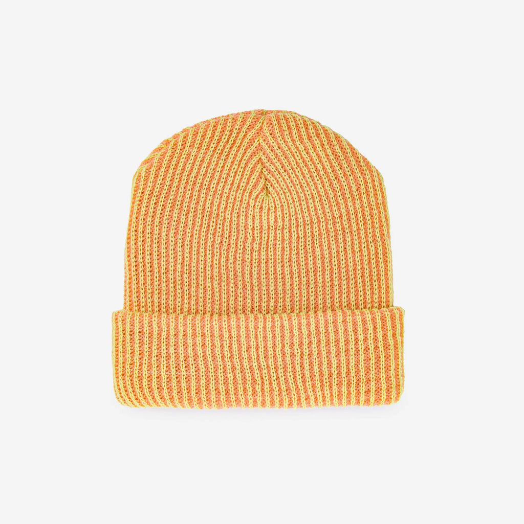 Simple Rib Knit Beanie - Peach Lime